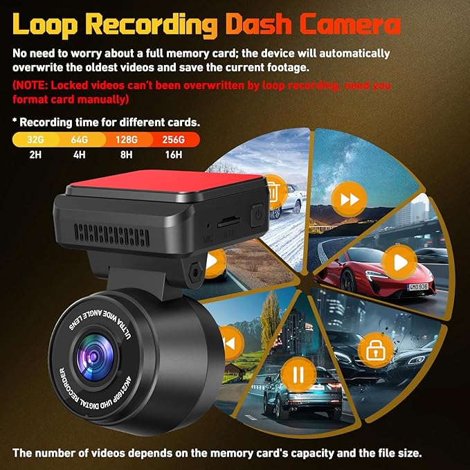 Dash Cam Front for Cars with Built-in WiFi & APP Control, 4K Dash Camera with Free 32GB Card, 1.2" IPS Touch Screen Dash Cam 