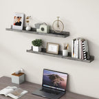 36 Inches Floating Shelves for Wall, Solid Pine Wood Picture Ledge Shelves, Wall Shelves with Lips, Nursery Book Shelves for 