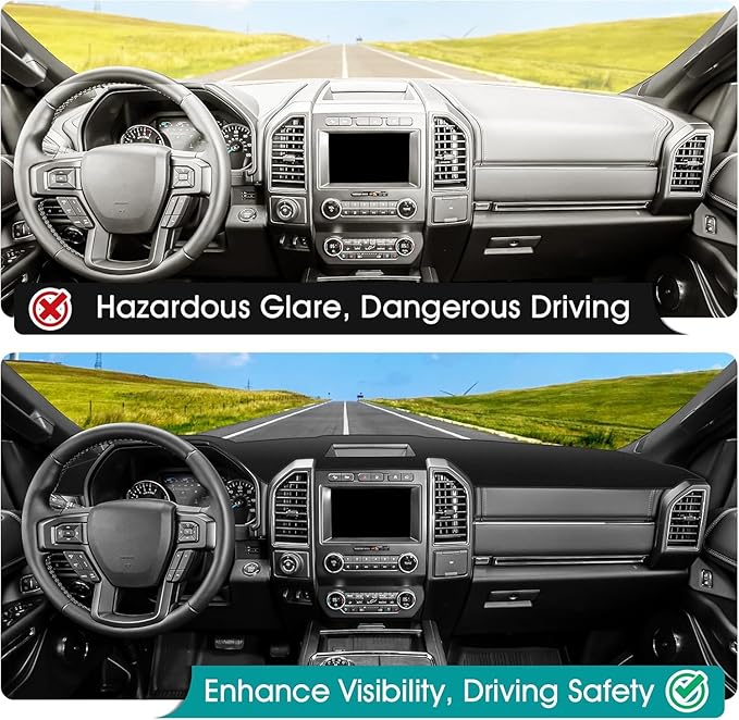 FIILINES Dash Cover Fit for Ford Expedition 2018-2021 (Only fits 4.3-inch Touch Screen Dashboard. Not fits 12-inch/15.5-inch 