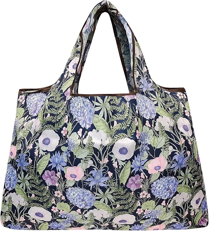 allydrew Large Foldable Tote Nylon Reusable Grocery Bags, 6 Pack