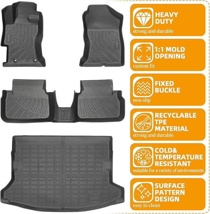 Floor Mats for Subaru Crosstrek 2018-2021-2023(NOT Hybrid), for Subaru Impreza 2017-2023, Front Rear Mats & Cargo Mat, TPE Anti-Slip Waterproof Summer Winter Floor Liners Car Accessories