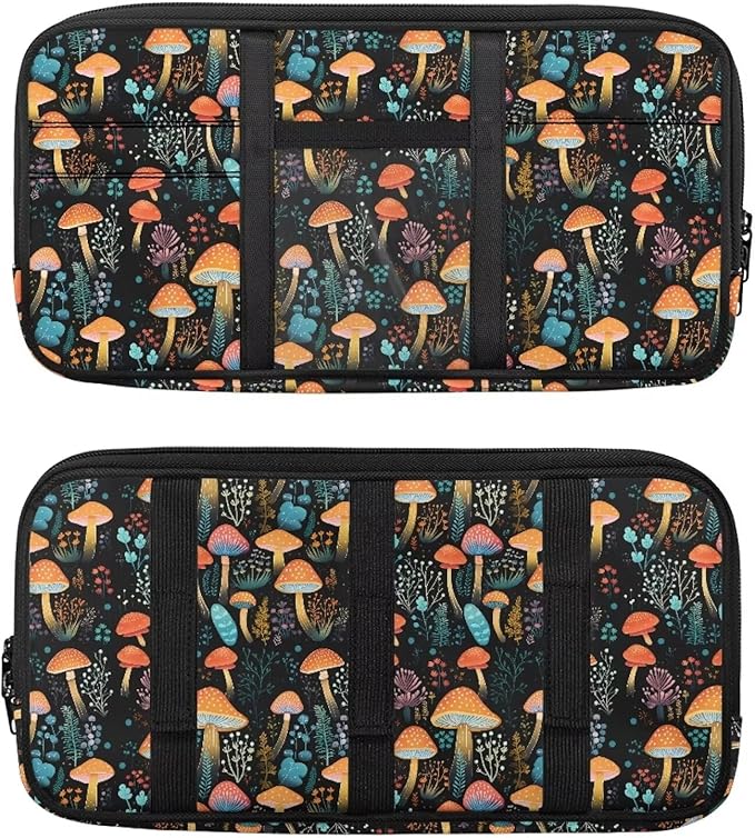 Mushroom Car Sun Visor Organizer, Auto Interior Visor Storage Pouch Holder with Zipper, Auto Interior Accessories Multi-Pocket Universal Car Accessories for Card, Document