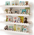Shario Nursery Book Shelves, 4-Pack White Floating Shelves for Wall Kids, Scalloped Shelves, Wall Book Shelves for Bedroom Ki