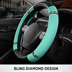 Road Comfort Leather Steering Wheel Cover – Premium Anti-Slip Car Steering Wheel Grip Cover – Universal Fit for 14.5”–15.5” C