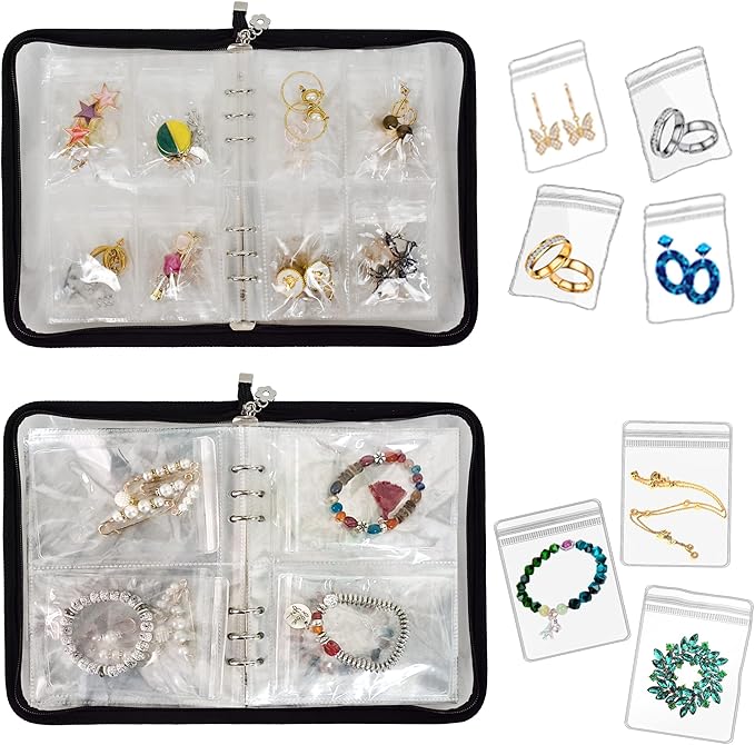 Transparent Jewelry Storage Book Travel Jewelry Organizer Earring Organizer Case Bracelet Holder for Necklace Ring with Anti 