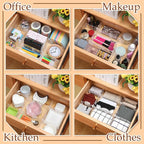 45 Pcs Adjustable Clear Drawer Dividers with Fixed Buckle DIY Plastic Drawer Organizer Box Dividers Back to School Gift for S