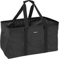 BALEINE Extra Large Utility Tote Bag with Reinforced Wire Frame, Reusable Grocery Bag for Shopping, Picnic (Black, 22''x12''x10'')