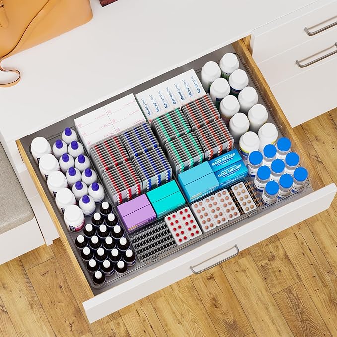 Yieach Large Expandable Desk Drawer Organizer Tray for Office Supplies and Accessories With 12 Adjustable Compartments,Office