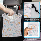 Car Trash Bag Hanging Cloud Rainbow Flower Car Trash Can Waterproof Garbage Bag Hanging for Car Back Seat