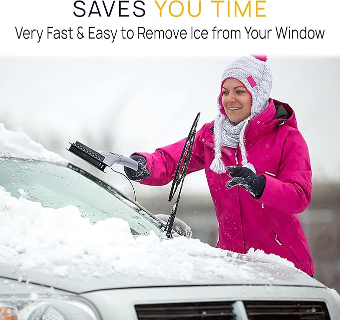VaygWay Electric Heated Car Window Snow Ice Scraper with Light (8 Pk Electric Snow Ice Scraper)