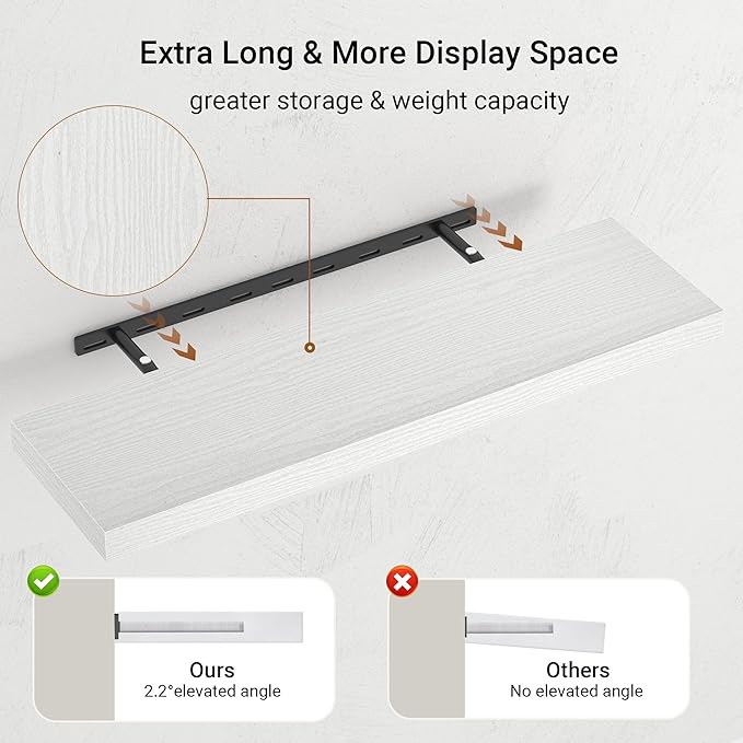 Vivelove Single Floating Shelves 36 Inches, 36 x 10 inch Deep x 1.8 in Thick, Long Floating Shelves for Bedroom, Living Room,