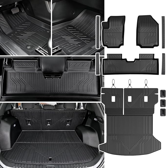 Floor Mats & Cargo Mat with Backrest Mat for 2025-2026 Chevy Equinox(Only Gas)/GMC Terrain, Door Sill Guards, All Weather TPE Car Floor Liners Trunk Mat Accessories for Chevrolet Equinox