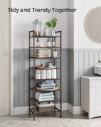 SONGMICS Narrow Shoe Rack - Sturdy 8 Tier Metal Tall Shoe Rack Shelf, Slim Shoe Storage Organizer for Closet Entryway Small S