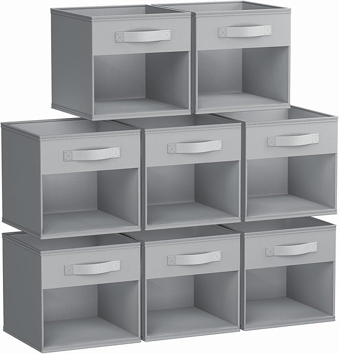 DIMJ Storage Cubes, 8 Pack Cube Organizer Storage Bins, Foldable Storage Cubes with Window, Closet Storage Bins with Handle, 