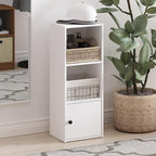 Furinno LUDER Book Shelf, 3-Tier Modern Bookshelf, Bookcase with 1 Door Storage Cabinet, 9.3 x 12 x 31.5, for Organization an