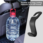 Leather Car Seat Hooks - U-Shaped Purse Holder for Car, Fully Leather-Wrapped Headrest Hooks for Purses, Bags & Coats, Durable Seat Back Organizer for Travel & Daily Use (Black, 2 Pack)
