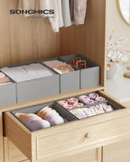 SONGMICS Drawer Organizers, Dresser Divider Organizers, Set of 12, Foldable Fabric Storage Boxes for Socks, Underwear, Bras, 