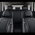 CAR PASS Iridescent Diamond &NAPPA Calfskin Leather Cushioned,Bling Seat Covers,Waterproof Heavy-Duty Anti-Slip,Universal Fit