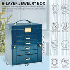 AKOZLIN 6-Tier Jewelry Box Lockable Leather Jewelry Storage Case with 5 Drawers for Women Girls Ring Necklace Earring Bracele