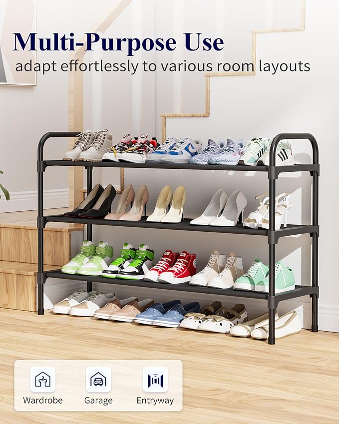 Kitsure Extra-Long Shoe Rack for Closet, Shoe Organizer for Front Door Entrance, Stackable Shoe Shelf, Detachable Closet Orga
