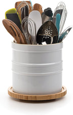 RSVP International Tool Crock Turntable Lazy Susan, Bamboo, 8.25" | Handy in Cabinets or on Counters | Rotating Base with Stu