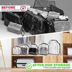 5 Pack Clear Dust Bags For Handbags,5-Sizes Purse Storage Organizers,Purse Protector Storage Bag with Luxury Bags,Soft Stand-