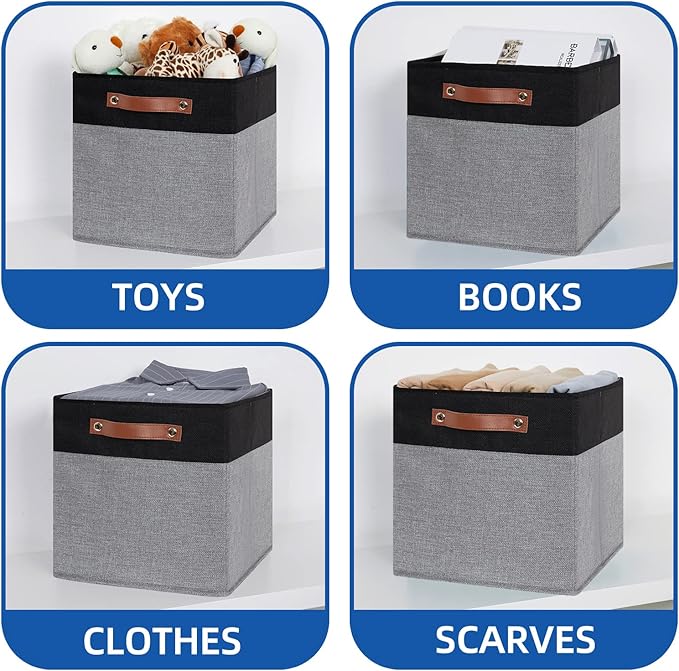 Temary Fabric Cube Storage Bins 12 Inch Decorative Storage Cubes Baskets 4 Pack Foldable Cube Storage Bins for Closet, Shelve