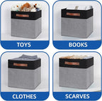 Temary Fabric Cube Storage Bins 12 Inch Decorative Storage Cubes Baskets 4 Pack Foldable Cube Storage Bins for Closet, Shelve