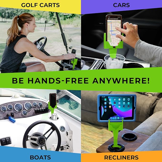 Cup Holder Phone Holder Mount for Car - Universal Adjustable Expander Cradle Hands-Free Driving - Compatible with All Smartphones Car Mount for iPhone Samsung Google Android Mobile Accessories Green