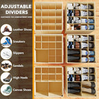 SpaceAid Shoe Organizer for Closet, 2 Pack Foldable Shoe Storage Containers Baskets Boxes Bins w/Adjustable Dividers, Fits 16