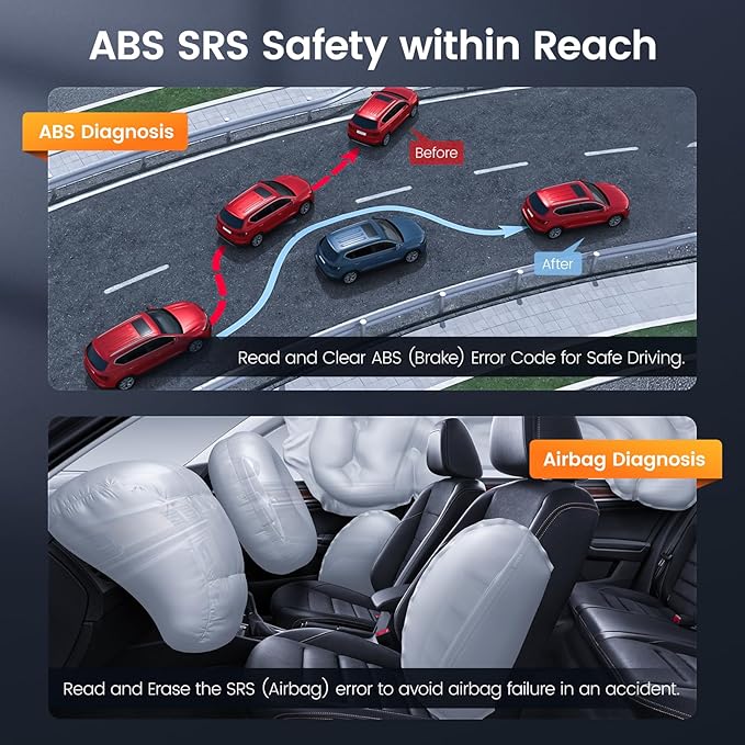 ANCEL AD610 Pro ABS SRS OBD2 Scanner, ABS Bleeding, SAS Calibration, ABS, Airbag, EPB, Oil Reset, Full OBD2 Functions, AutoVIN