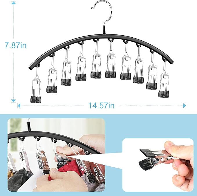 Hat Hangers for Closet, Metal 1 Pack Hat Organizer Holder for Hanger Closet Display, Hat Racks for Baseball Caps w/10 Clips, 