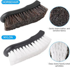 Upholstery Brush, Upholstery Brush Set, Leather Cleaning Brush, Carpet Brush Car Cleaning Brush, Long Bristle Horse Hair Car 