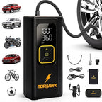 Dual Cylinder Tire Inflator Portable Air Compressor – Dual Power 160 PSI Cordless Air Pump for Car, Truck, SUV, Bike, Balls – 7500mAh Battery, Digital Gauge, LED Light & Auto Shut-Off