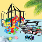 6 Packs XXL Toy Storage Bags 16.5×11.8×6.8In with Labels, Large Capacity Reusable Clear PVC Board Game Storage, Travel Waterp