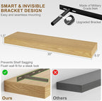 Fun Memories 30Inch Floating Shelves for Wall, 2 Pack Rustic Wood Shelves for Bathroom|Kitchen Wall Mounted Floating Shelf wi