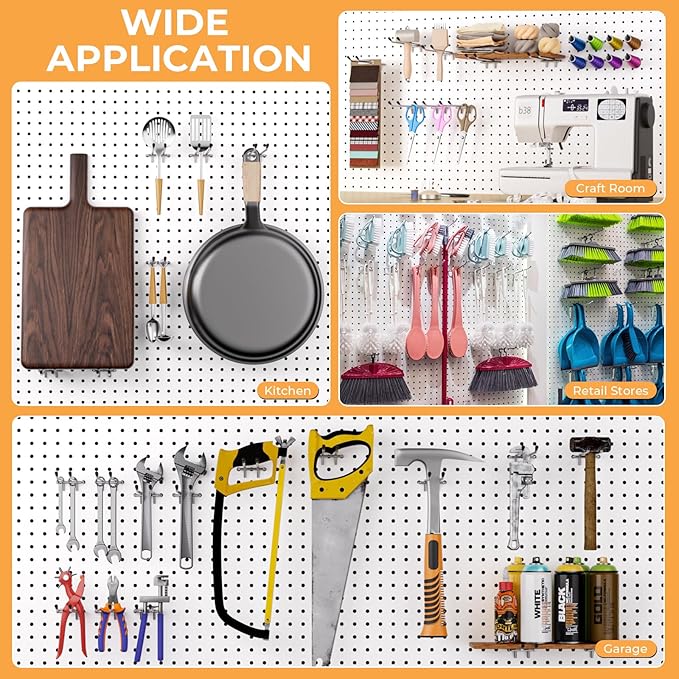 INCLY 4/6 Inch Pegboard Hooks, 36 Pack Heavy Duty Double Arm Peg Board Straight Hooks, Peg Board Tool Hangers Fit for 1/4" Pe