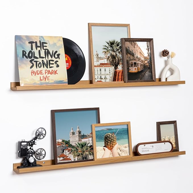 Fun Memories Picture Ledge Shelf, 40 Inch Floating Shelves Set of 2, Large Nursery Book Shelves for Toys Storage, Kids Booksh