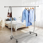 Simple Houseware Supreme Commercial Grade Clothing Garment Rack, Holds Up to 250 lbs, 50 to 75 Inches Extendable Rod, Chrome
