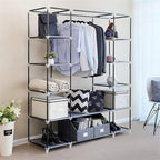 69" Portable Closet Storage Organizer Wardrobe Clothes Rack,Covered Garment Rack,Steel Tube Clothes Storage Organizer,Freesta