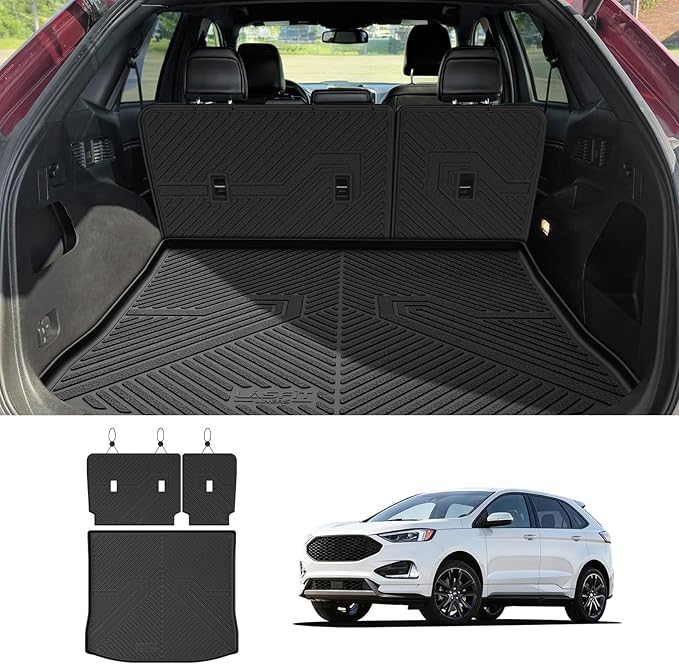 LASFIT Floor Mats&Cargo Backrest Mat for Ford Edge 2015-2024,Costom Fit All Weather Protection TPE Easy Clean Floor Liners, Keep Your Car Trunk Clean and Tidy,1pcs.