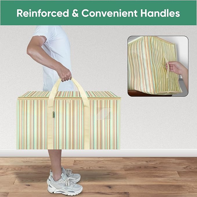 BALEINE 8-Pack Oversized Moving Bags with Reinforced Handles, Heavy-Duty Storage Tote for Clothes, Moving Supplies (Color Str