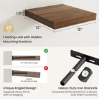 Fun Memories Rustic Wood Floating Shelves for Wall, Space-Saving Wall Mounted Shelves for Bathroom, Bedroom, Living Room and 