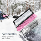 Best Choice Products 4 in 1 Snow Brush with Shovel, Squeegee & Ice Scraper, Up to 39" Extendable Foam Grip, 270° Pivoting Snow Brush for Car Truck SUV, Storage Bag Included - Pink