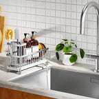 Cisily Sponge Holder for Kitchen Sink, Sink Caddy Organizer with High Brush Holder, Kitchen Countertop Organizers and Storage