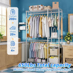 Simple Trending Heavy Duty Clothing Rack Loads 450 LBS, Garment Racks with Adjustable Shelves for Hanging Clothes, Metal Ward