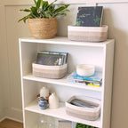 NaturalCozy 11.8"x8"x4.5” Storage Baskets for Shelves 3 Pack | Cotton Rope Woven Small Baskets for Organizing | Small Storage