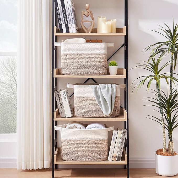 OIASKET Storage Baskets for Organizing, Woven Baskets for Shelves, Rectangle Decorative Organizer for Storage Clothes, Toy, B