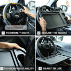 EcoNour 4 in 1 Car Steering Wheel Tray - 2026 Upgraded Tray with Dual Sauce Dip Holder and Tablet Holder | Spacious Steering Wheel Desk for Food and Laptop | Car Accessories (Large)