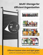 mustry Over The Door Garage Organizer, Behind The Door Storage with PegBoards and Baskets for Cleaning Supplies, Car Care, Sp